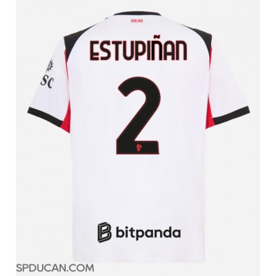 Muški Nogometni Dres AC Milan Pervis Estupinan #2 Gostujuci 2025-26 Kratak Rukav Muški Nogometni Dres AC Milan Pervis Estupinan #2 Gostujuci 2025-26 Kratak Rukav